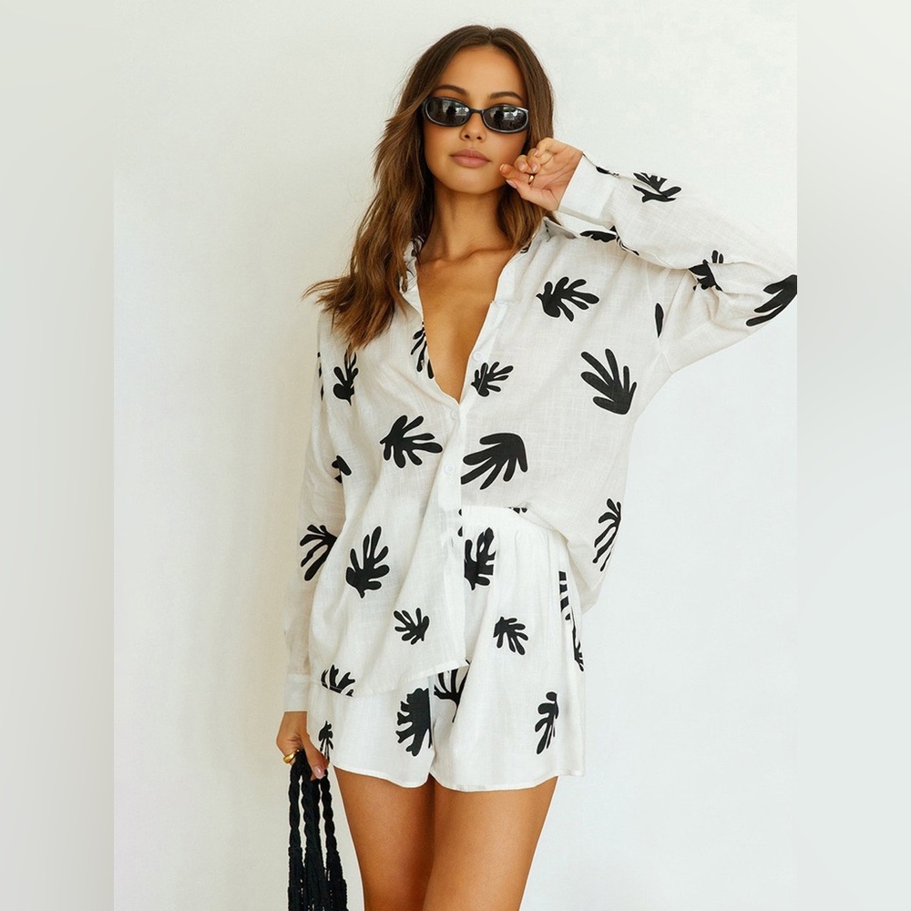 Commense Chill Life Plant Print Shorts Set - Picture 4 of 11